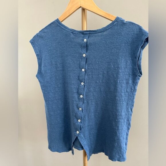 Rachel Zoe Sleeveless Linen Top M Button Back Minimalist Summer Blouse - Picture 2 of 4